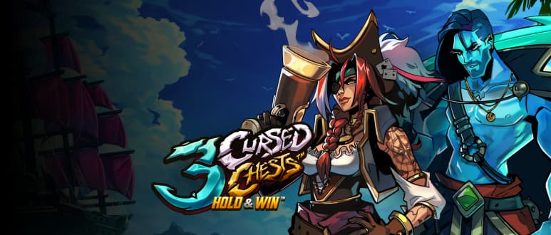 Bannière d'une machine à sous mise en avant sur Betify : 3 Cursed Chests Hold and Win